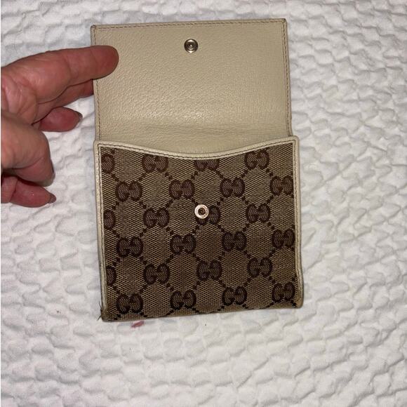 Gucci Monogram Canvas Bifold Compact Wallet Brown i& Ivory - Picture 3 of 6